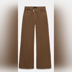 Zara Brown Flare Wide-Leg Jeans